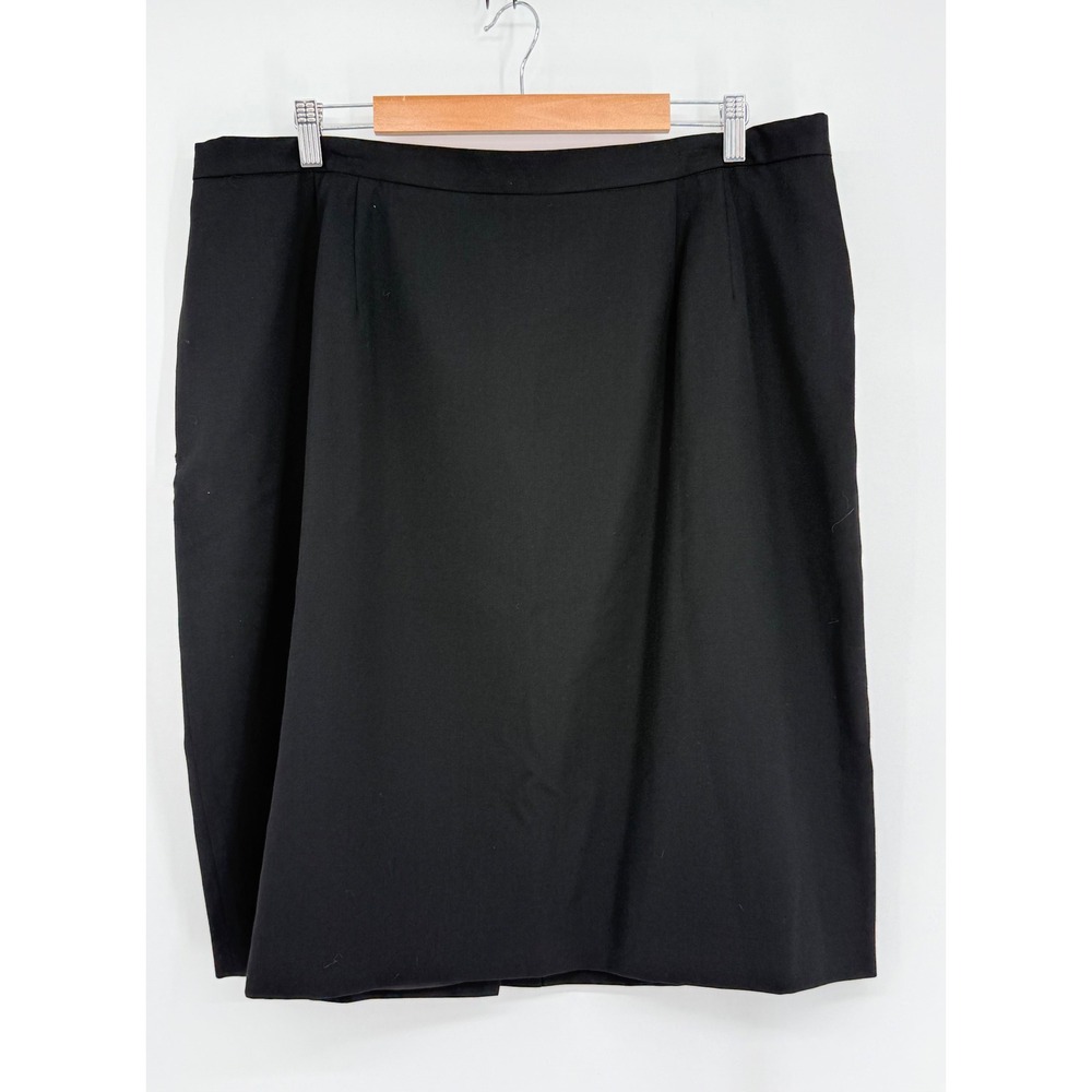 Evan-Picone Black 100% Worsted Wool Pencil Skirt Plus Sz 22PW Made in USA